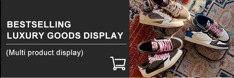 Bestselling luxury goods display - Multi product display of Nike sneakers on carpet